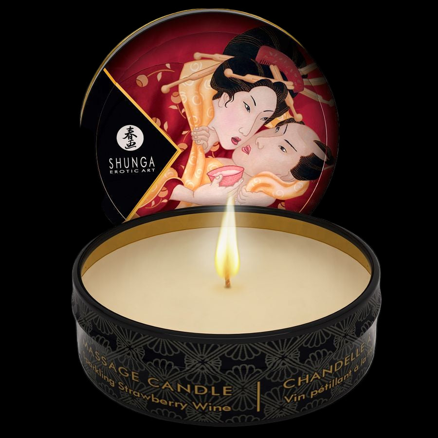 SHUNGA - MINI CARESS BY CANDELIGHT CANDELA DA MASSAGGIO VINO E FRAGOLE 30 ML