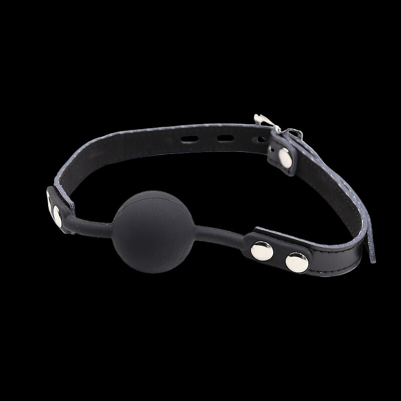BALL GAG IN SILICONE CON CINTURA IN PELLE (LUCCHETTO INCLUSO)