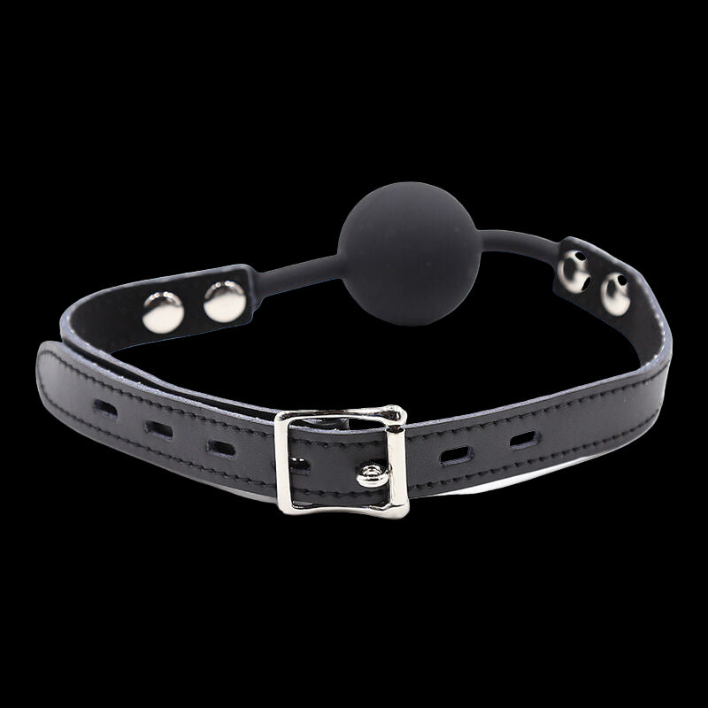 BALL GAG IN SILICONE CON CINTURA IN PELLE (LUCCHETTO INCLUSO)