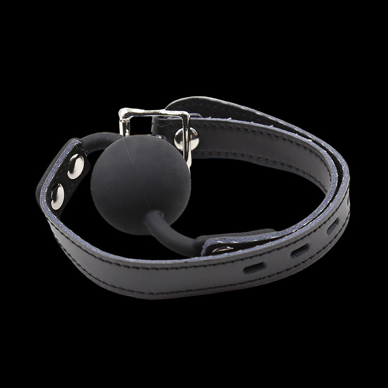 BALL GAG IN SILICONE CON CINTURA IN PELLE (LUCCHETTO INCLUSO)