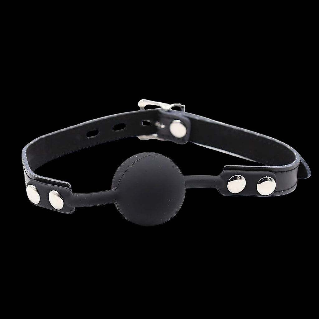 BALL GAG IN SILICONE CON CINTURA IN PELLE (LUCCHETTO INCLUSO)