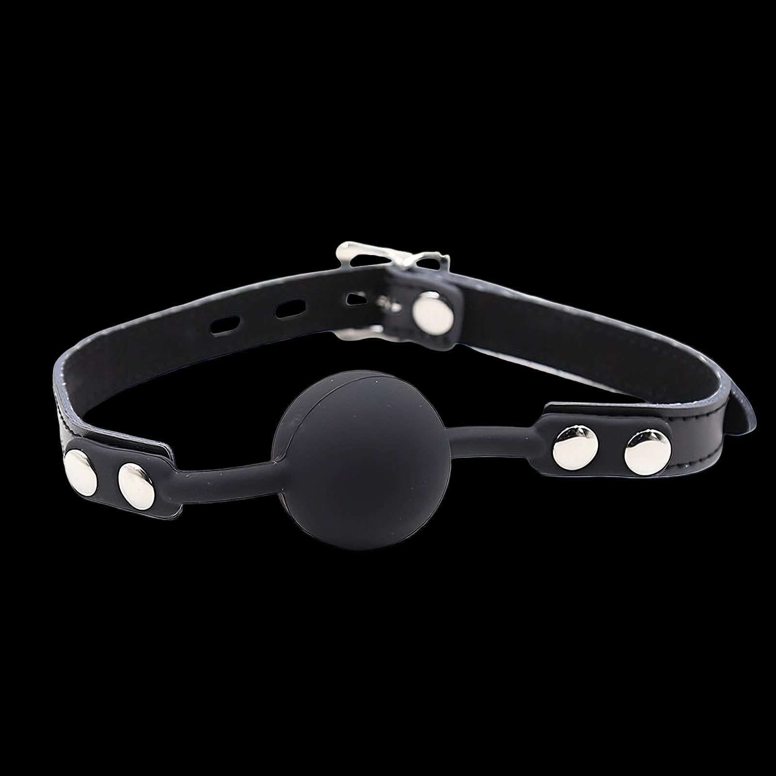 BALL GAG IN SILICONE CON CINTURA IN PELLE (LUCCHETTO INCLUSO)